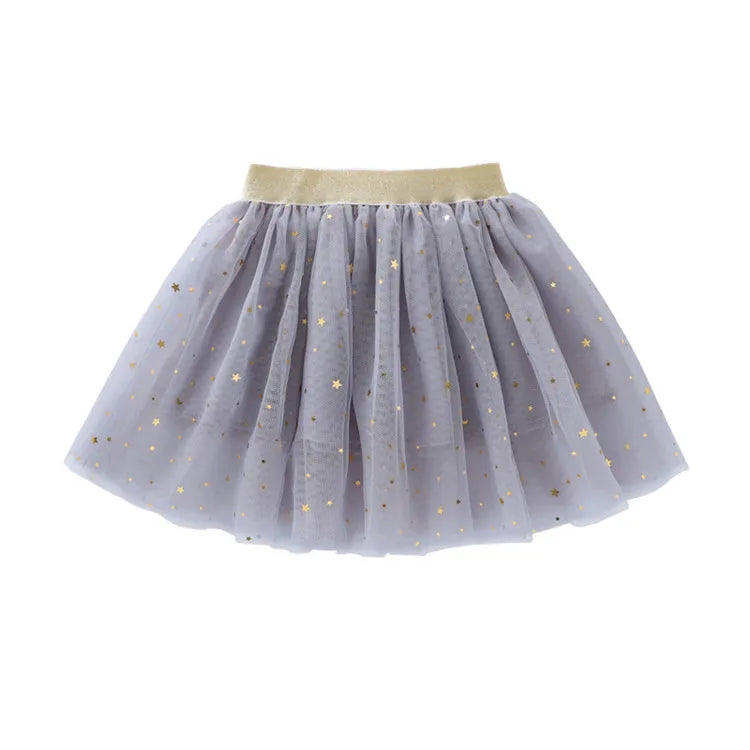 Children's Skirts For Girls Summer Cotton Lace Baby Mini Tutu Skirts Stars Glitter Dance Sequin Birthday Party Skirt for Kids