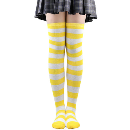 Womens Striped Thigh High Stockings Ladies Girls Black White pink Long Over Above Knee Socks femboy Cosplay Lolita Harajuku Y2k
