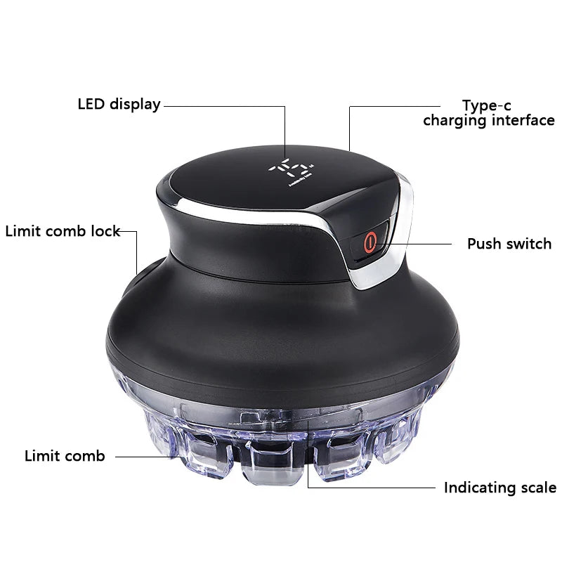 360 Rotating Bald Hair Clipper Shaved Head Artifact UFO Flying Saucer Cutter Head Innovative Portable Automatic Hair Trimmer