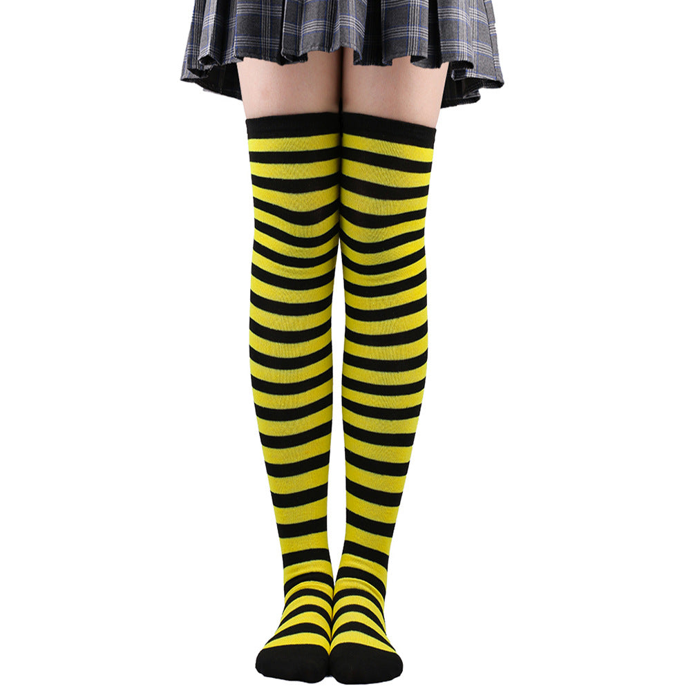 Womens Striped Thigh High Stockings Ladies Girls Black White pink Long Over Above Knee Socks femboy Cosplay Lolita Harajuku Y2k