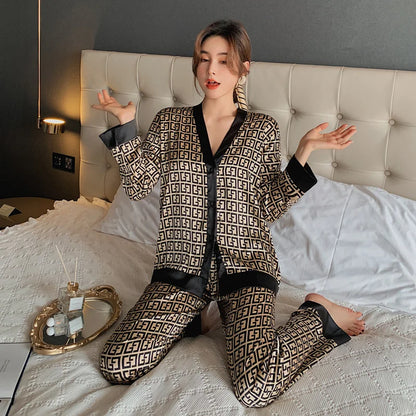 Lisacmvpnel 2021 Autumn New Comfortable Print Fashion Women Pyjamas Home Suit Thin Long Sleeve Set Pajamas