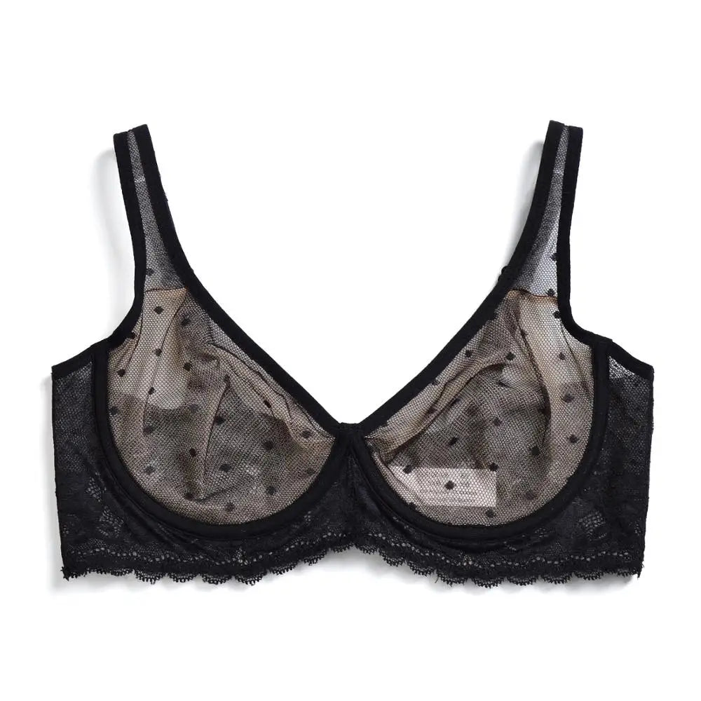 YBCG New Ultra Thin Women Bra Sexy See Through Lace Bras Mesh Perspective Wire Transparent A B C D DD E DDD F 70 75 80 85 90 95