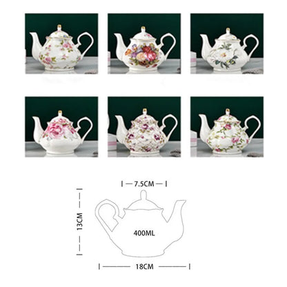 400ML European Bone China Teapot English Afternoon Tea Set Teapot High-Grade Porcelain Coffee Pot Heat Resistant Kettle Pot
