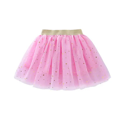 Children's Skirts For Girls Summer Cotton Lace Baby Mini Tutu Skirts Stars Glitter Dance Sequin Birthday Party Skirt for Kids