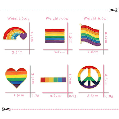 LGBT Flag Rainbow Heart Brooch Peace and Love Enamel Pins Clothes Bag Lapel Pin Gay Lesbian Pride Icon Badge Unisex Jewelry Gift