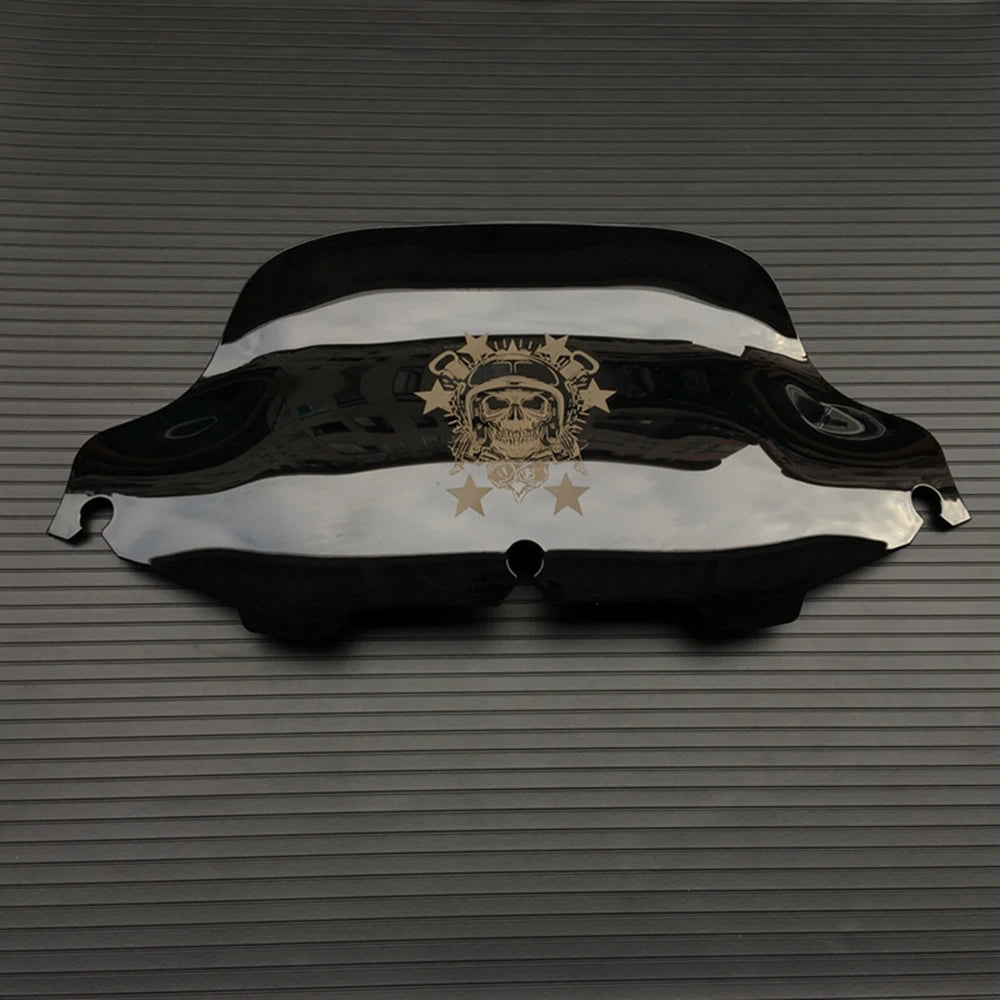5"/6''/8"Motorcycle Black skull Windshield Fairing Windscreen For Harley Electra Street Glide FLHX Touring 1996-2013