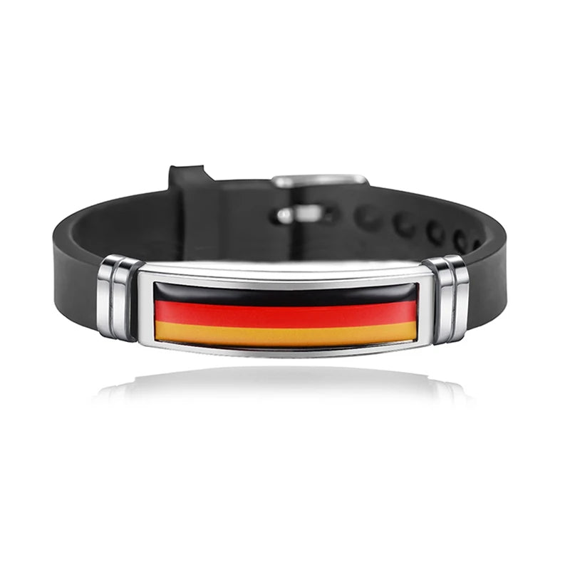 Fashion National Flag Bracelet USA France Canada Flags Bangle Adjustable Silicone Sports Bracelets Wristband For Men Jewelry