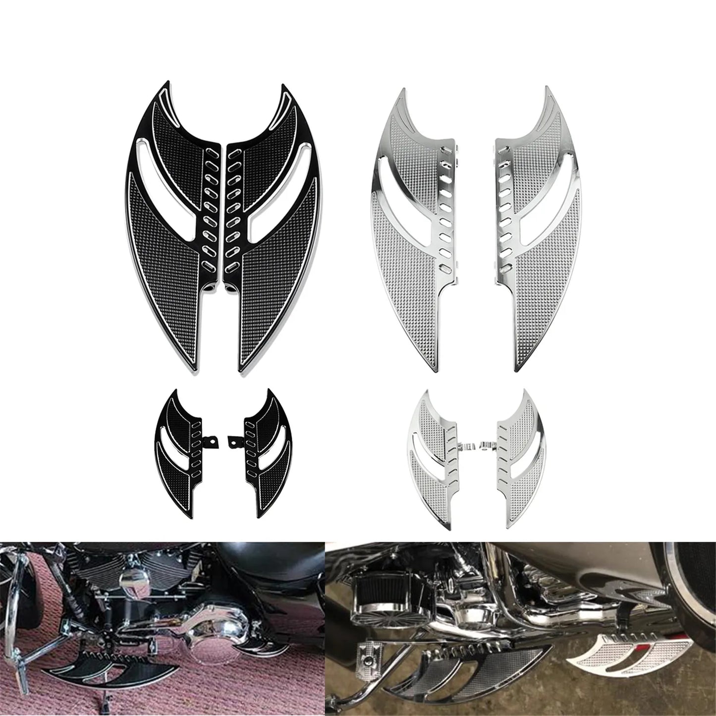 Motorcycle Front Floorboards Passenger Footboard Male Mount Foot Pegs Black/Chrome Footrest For Harley Softail Dyna XL Touring