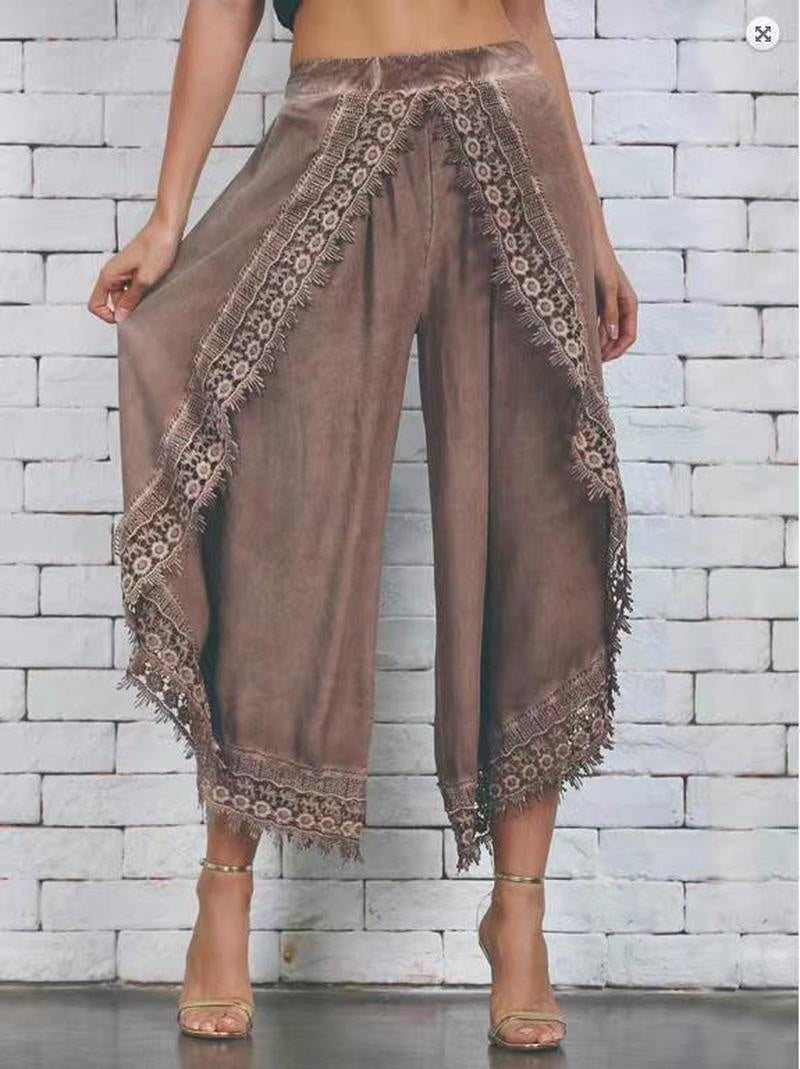 Women Fashion Pants Loose  Harem Sports Long Pant Lace Beach Light women's clothing Summer Trousers