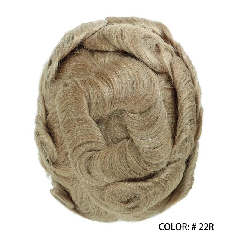 Full Swiss Lace base Blonde Hair toupee for Men indian remy hair Bleached Knots  Natural Hairline hair System for Man