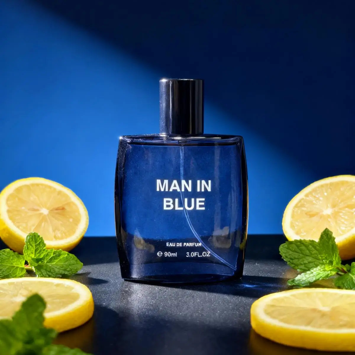 MAN in BLUE Cologne for Men - 90ml EDP Long-Lasting Lemon Mint Lavender | Fresh Scent Gift for Boyfriend Holidays