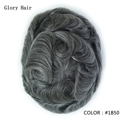 Gloryhair-Natural and Realistic Hair Prosthesis Male Toupee Wig 130% Density Hair Pieces Indian Human Men's Capillary Prosthesis