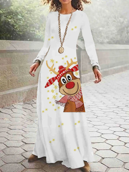 Print on Demand New Autumn and Winter Long Sleeved Christmas 3D Digital Printed Dress