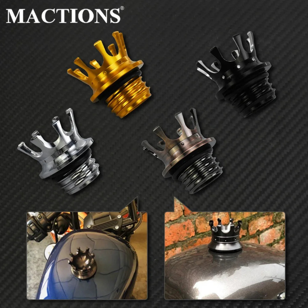 Motorcycle Gas Fuel Tank Cap Crown Style Tank Oil Cover For Harley Touring  Road King FLHR Sportster XL883 Softail Fat Boy Dyna