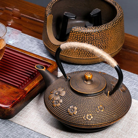 Cast Iron Pear Blossom Bamboo Leaf Tea Kettle, Teapot, Tea Accessories, Tea Set, House Decor, 900ml