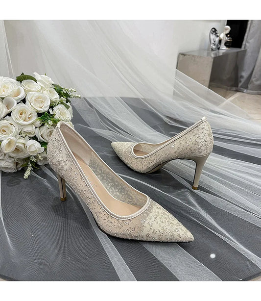 New Sexy Wave Point Women's High Heel Sandals Wedding Dress Dancing Party Pumps Banquet Cross Dressing Office of Ladies Shoes