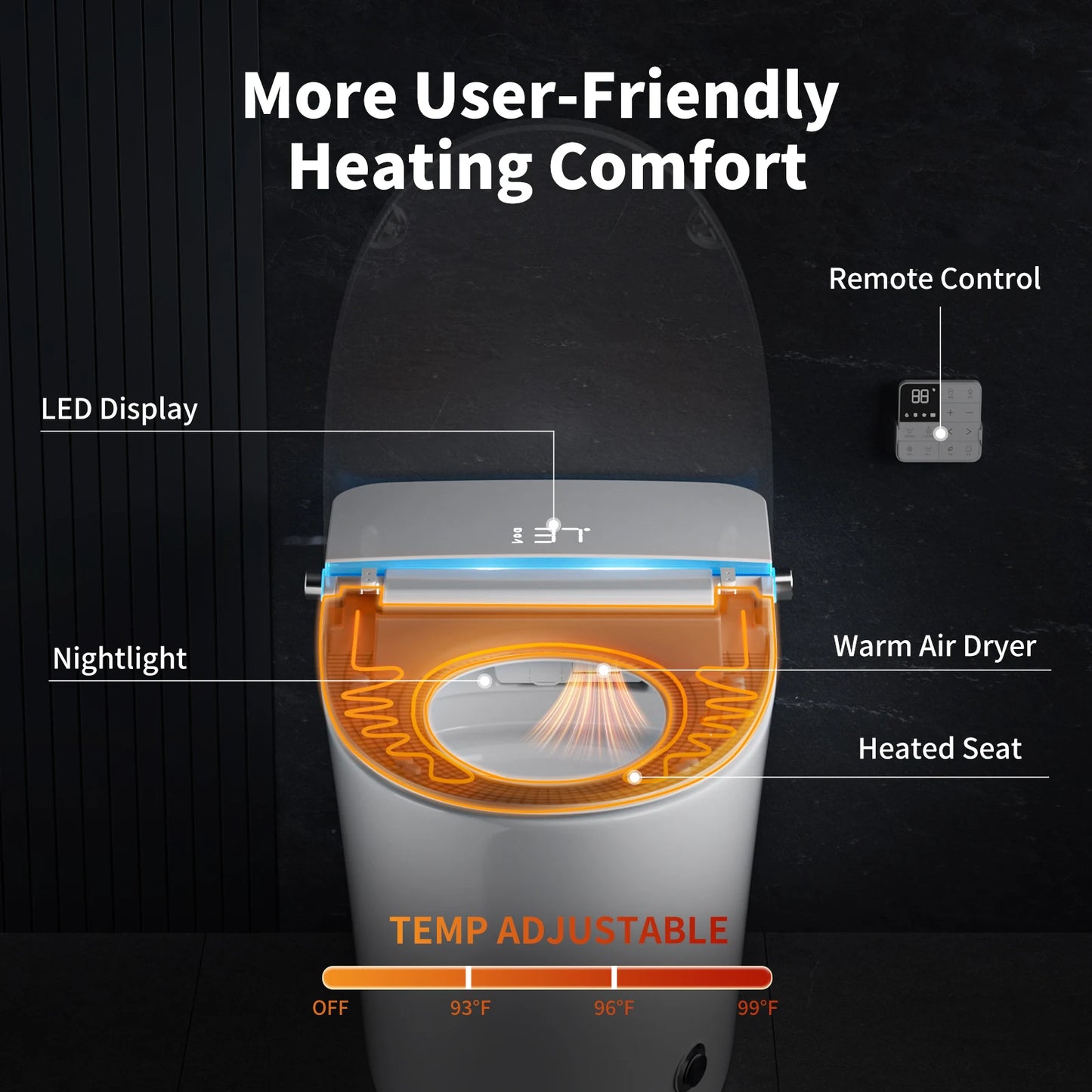 US Local Stock Onirap Smart Toilet Automatic Flushing Toilet Floor Mounted Remote Control S-Trap Electric Bidet Smart Toilets