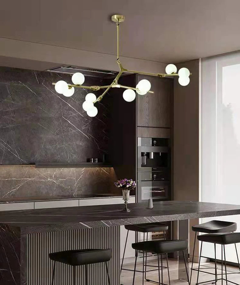 Modern Black Gold LED Chandelier 12/18/24 Glass Balls Ceiling Chandeliers Living Room Kitchen Bedroom Living Room Decoration