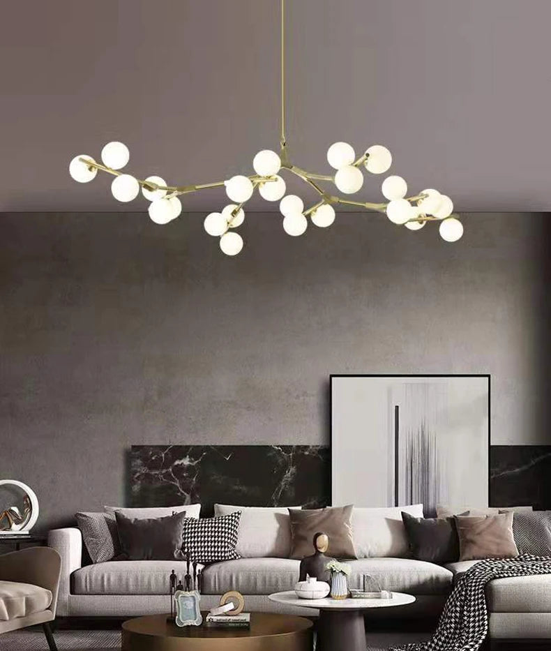 Modern Black Gold LED Chandelier 12/18/24 Glass Balls Ceiling Chandeliers Living Room Kitchen Bedroom Living Room Decoration