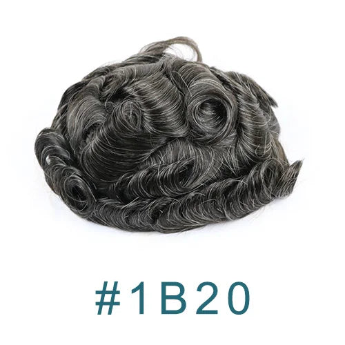 Durable Mens Wig NPU Bond Mono Pu Front Hair Replacement System Breathable Lace Mix Brown Grey 1B80 565# Human Hair Prosthesis