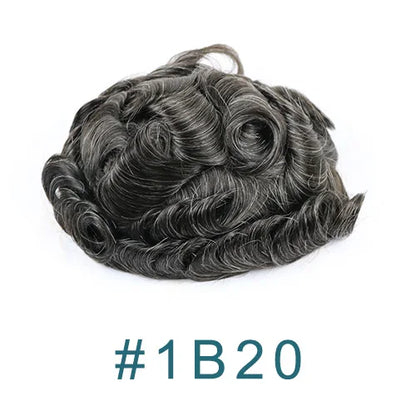 Durable Mens Wig NPU Bond Mono Pu Front Hair Replacement System Breathable Lace Mix Brown Grey 1B80 565# Human Hair Prosthesis