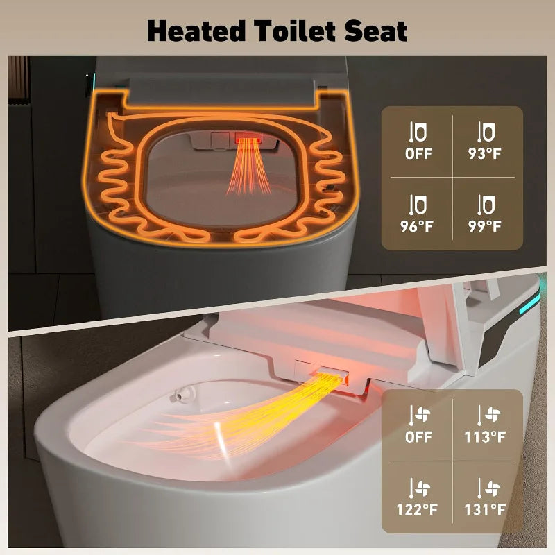 US Lock Stock Smart Toilets Bowl Electric Bidet Onirap Automatic Flushing Commode Heated Seat Ceramic Smart Toilets