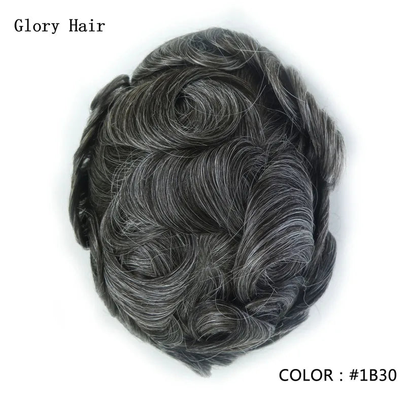 Gloryhair-Natural and Realistic Hair Prosthesis Male Toupee Wig 130% Density Hair Pieces Indian Human Men's Capillary Prosthesis