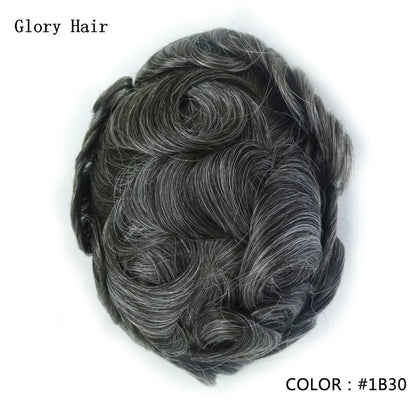 Gloryhair-Natural and Realistic Hair Prosthesis Male Toupee Wig 130% Density Hair Pieces Indian Human Men's Capillary Prosthesis