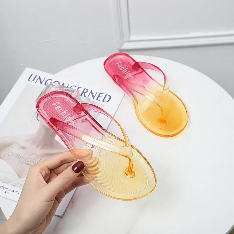 Women Summer Fashion Ladies Shoes Slipper Sexy Jelly Sandals Slip on Summer Flat Women's Girls Flip Flops Slippers