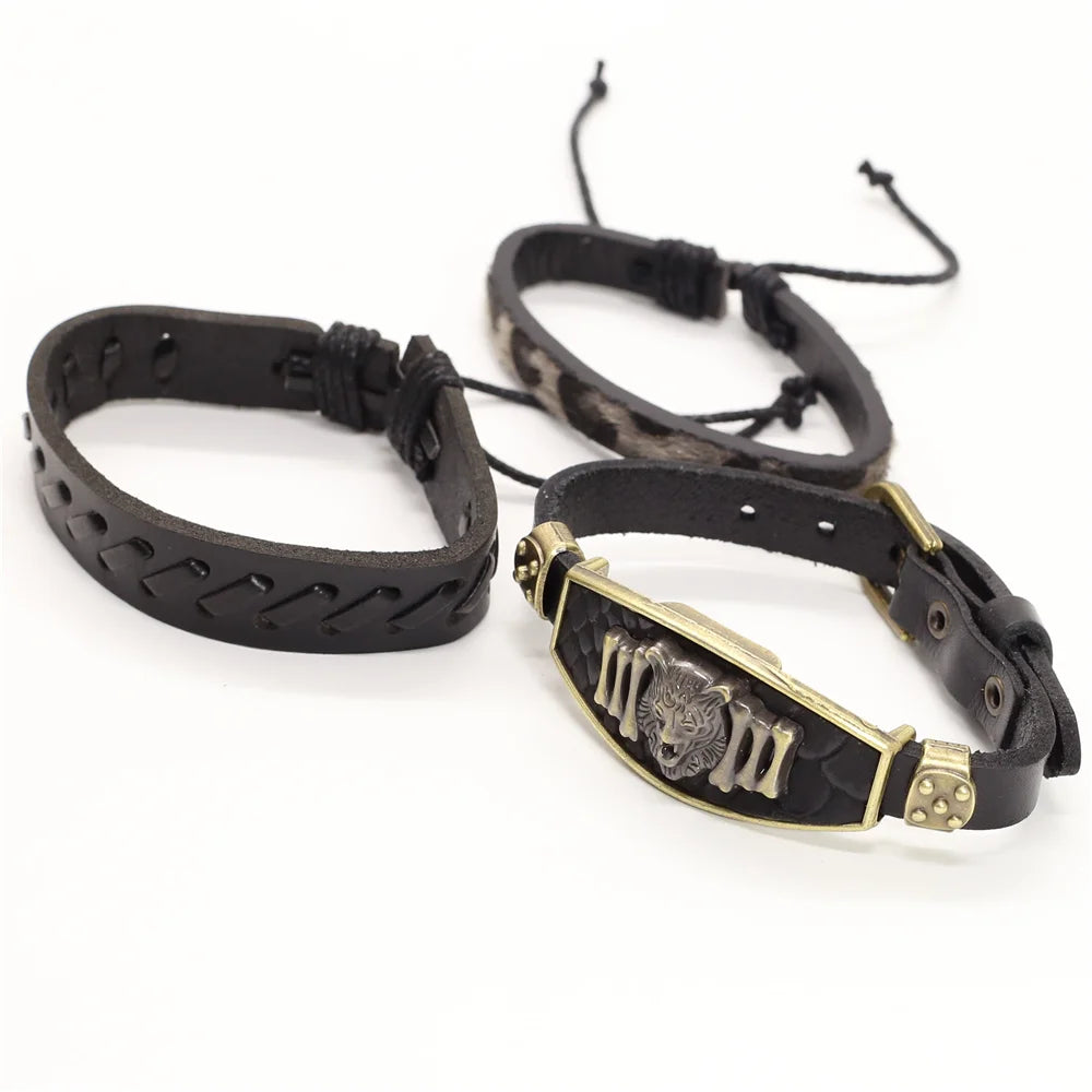 Alloy Scorpion Charm Braided Leopard Genuine Men Leather Bracelets For Women Wrap Wristbands Bangles Homme Wholesale Jewel