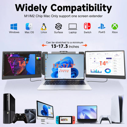 OEM S2  Portable Screen Laptop Screen Extender 14'' Inch 1080P Full HD Portable Monitor for Laptop Dual Monitors Display
