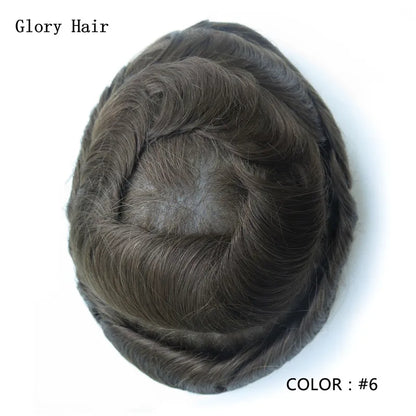Gloryhair-Natural and Realistic Hair Prosthesis Male Toupee Wig 130% Density Hair Pieces Indian Human Men's Capillary Prosthesis