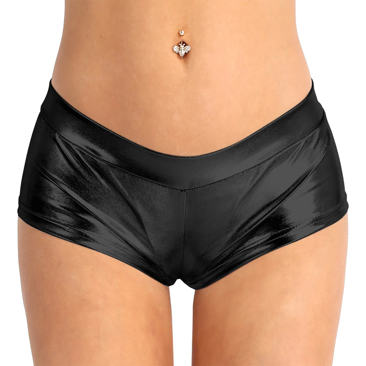 Women's Shiny Faux Leather Shorts Hot Pants Low Waist Pole Dance Bottoms for Woman Rave Party Festivals Carnival Club Costumes