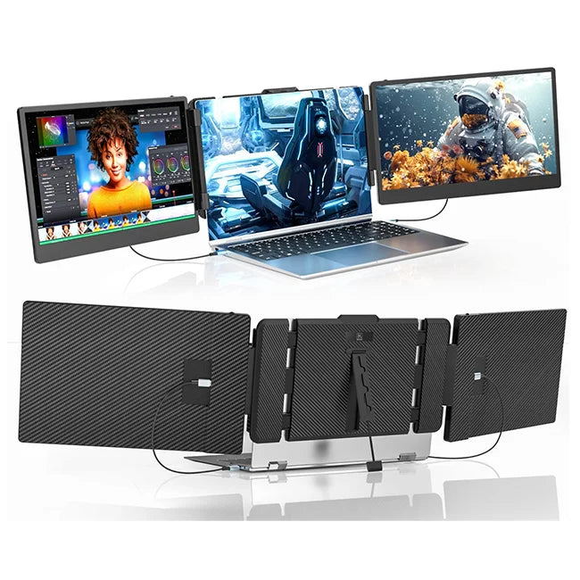 Factory OEM ODM Laptop Screen Extender 14 Inch 1080P Triple LCD Display Ultra Thin S2 Portable Monitor