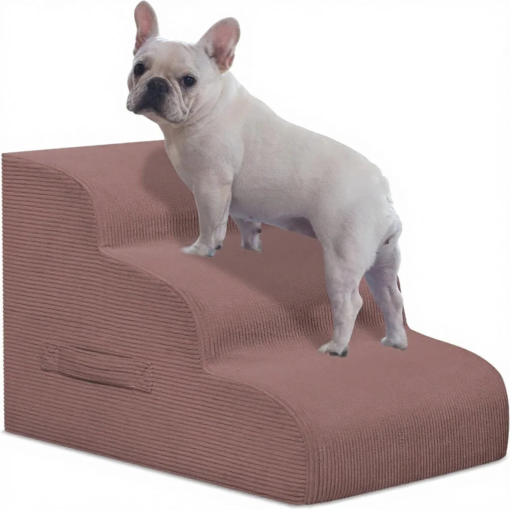 Mesa Lemon Dog Steps 3-Step Pet Ramp Stairs for Small Dogs & Cats Non-Slip Removable Easy Clean Cover