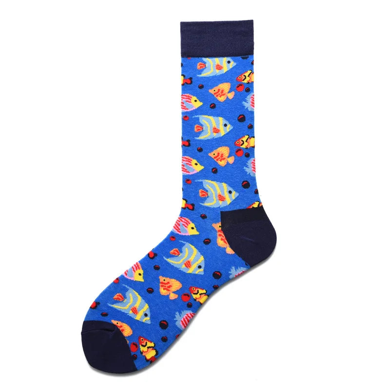 Animal Pug Elephant Lionu Funny Socks Men Chili Hamburg Pizza Crew Socks Harajuk Novelty Gift Sokken Unisex Skateboard Socks