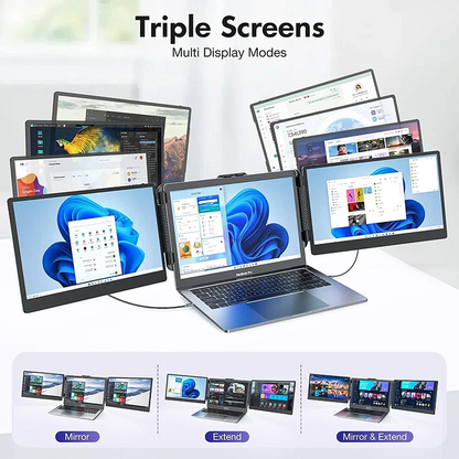 Triple Portable Monitor for Laptop for 13.3 to 16.5 Inch Laptops 14 Inch Dual Screen Laptop Screen Extender S2