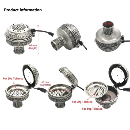 25/50g Multifunctional Metal E-Shisha Smokepan Electronic Tobacco Bowl Ceramic Charcoal For Hookah Sheesha Chicha Narguile Set