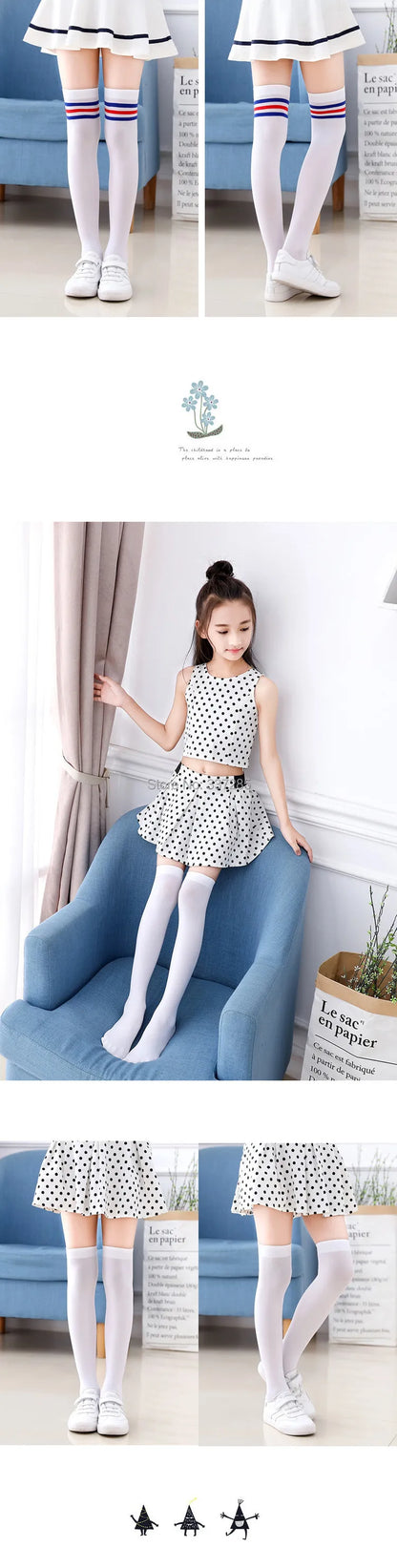 Spring/autumn over the knee socks kids baby girl Boy Football Stripes velvet school dance long toddler stocking calcetines rayas