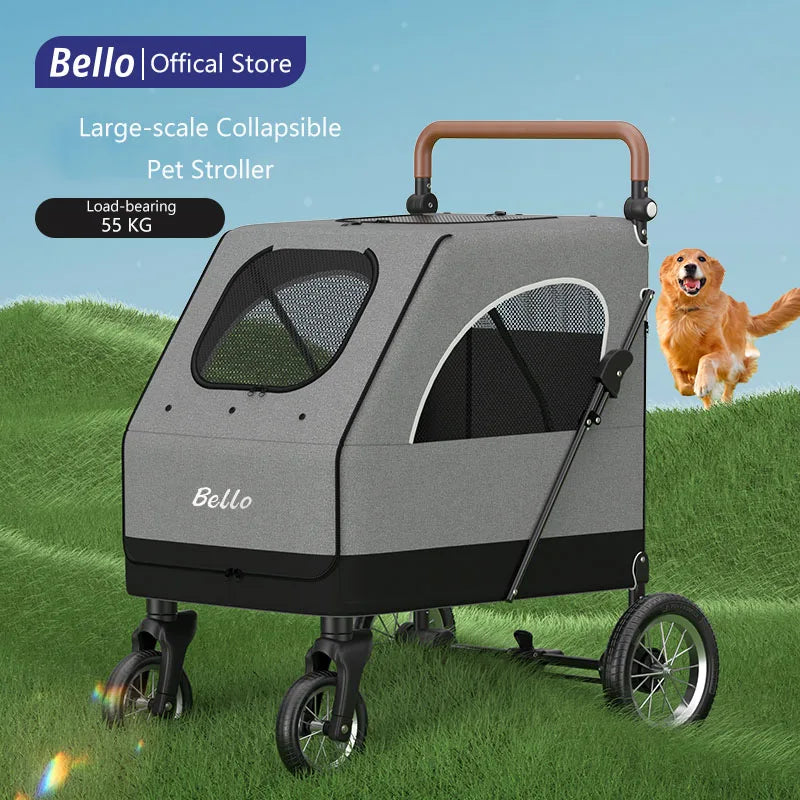 (Ready to Ship) Manufacture Large Pet Stroller for Big Dog Safety Outdoor Walking Travel Foldable Trolley