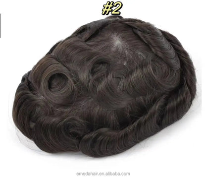 EMEDA V-looped Mens Hair Pieces 0.02mm 0.04mm Ultra Super Thin Skin Hair Replacement