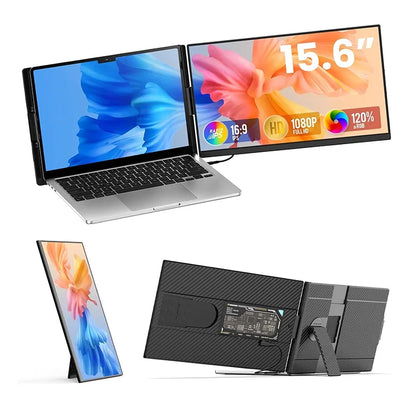 P5 Laptop Screen Extender 15.6" 1080P IPS Portable Monitor for Laptop Plug and Play Dual Monitor Extender for 13"-17.3" Laptops