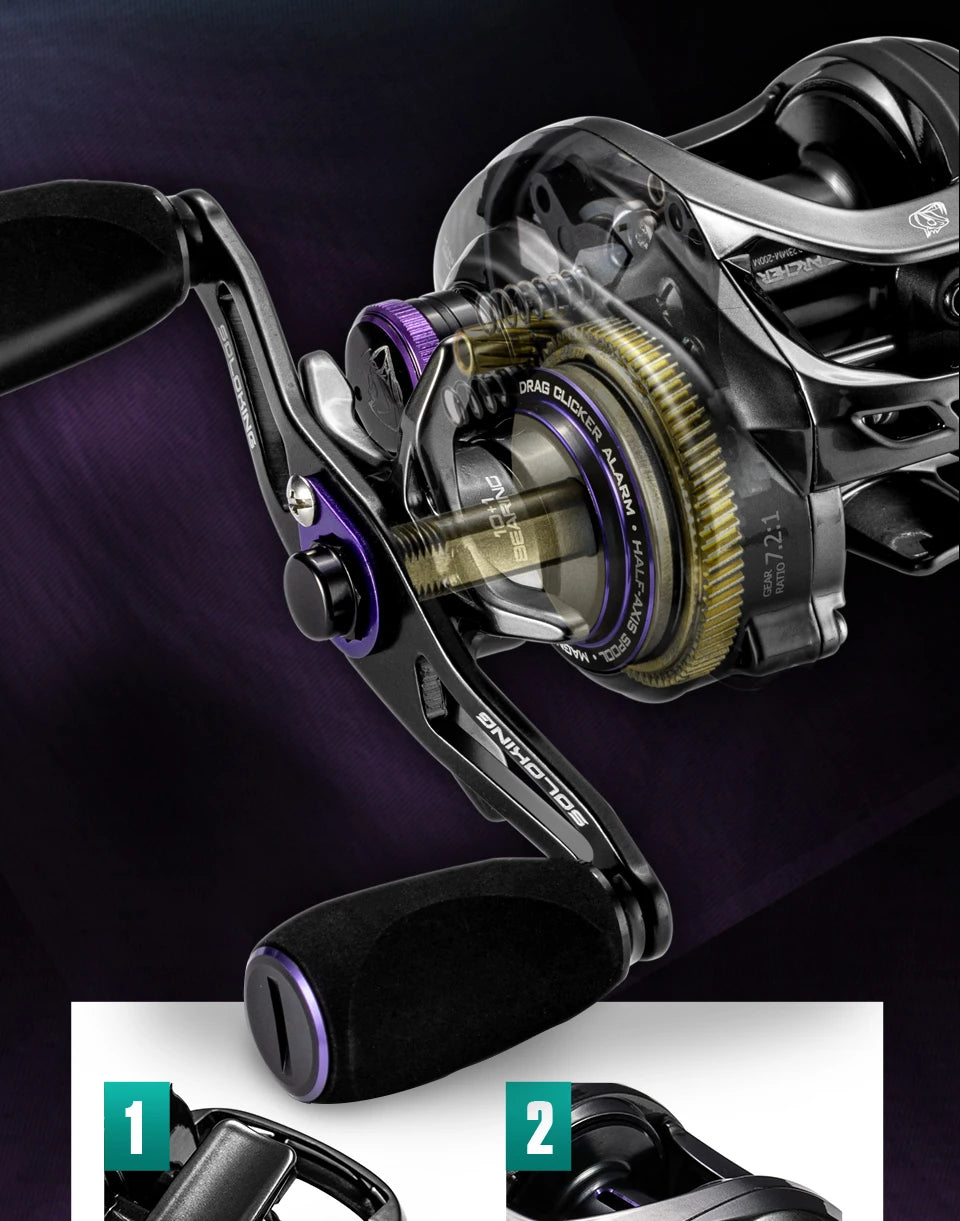 Soloking GKA200 Pro Baitcasting Reel Fishing Reels 9KG Drag Power 6+1 BB Drag Clicker Sound Baitcaster Reel 베이트 릴