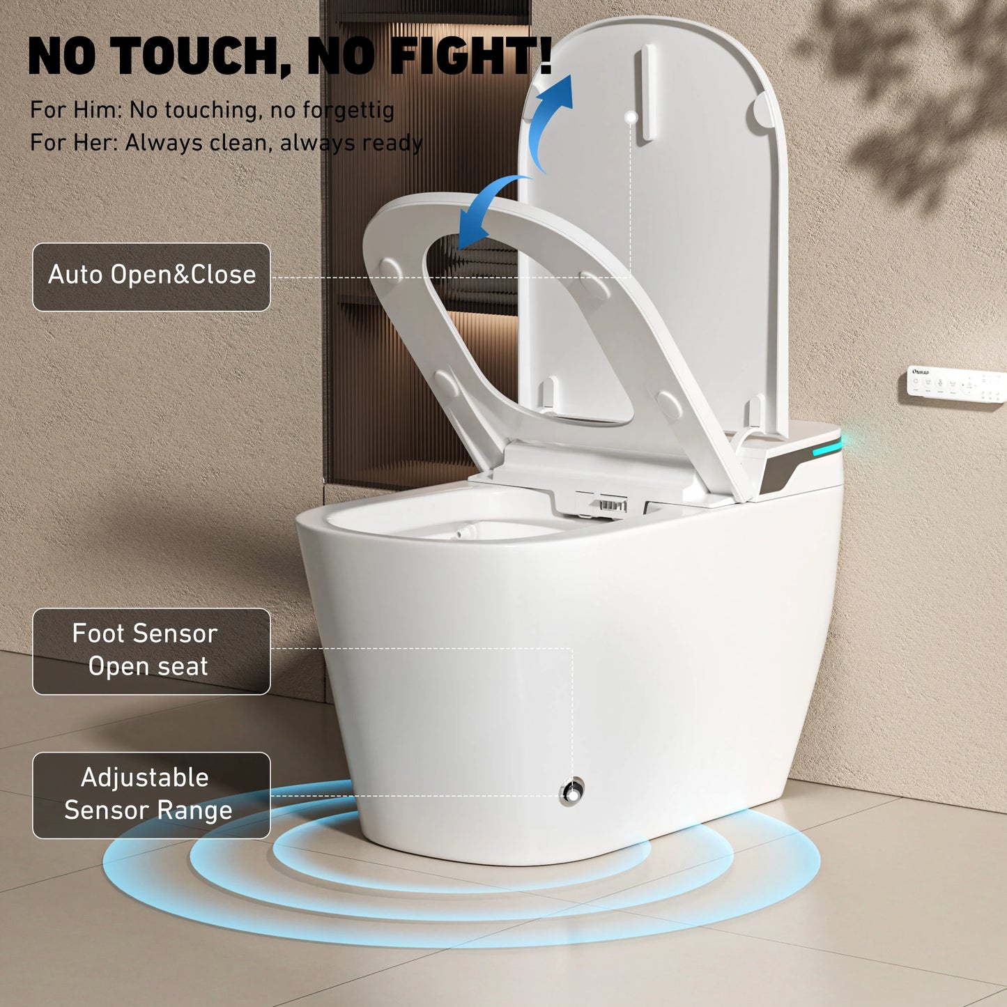 US Lock Stock Smart Toilets Bowl Electric Bidet Water Closet Intelligent Toilet Auto Seat Heating Modern Commode Smart Toilet