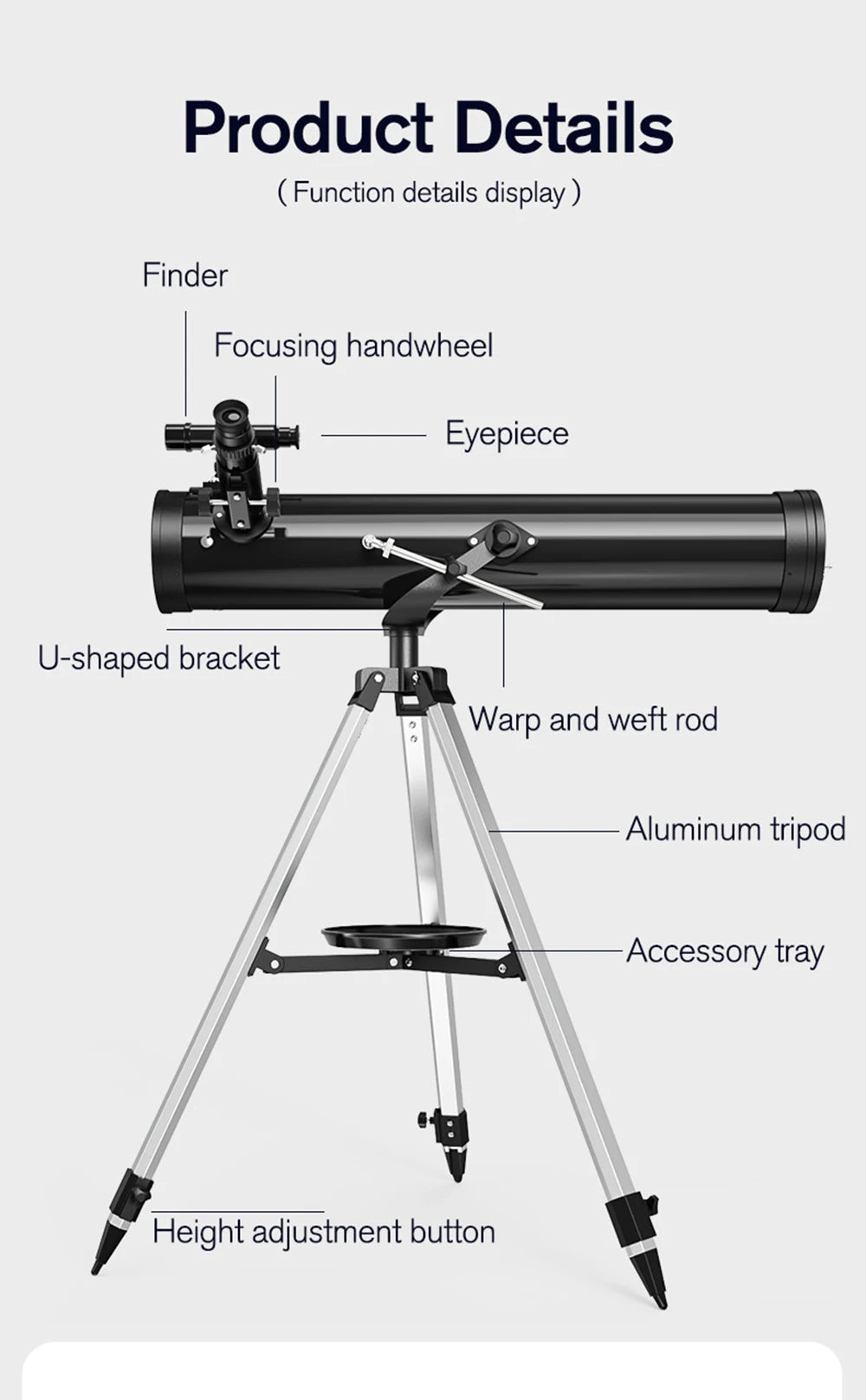 Professional Astronomical Telescope, 875X Reflective Monocular, Astronomic HD, Space Stargazing, Bird Watching, Gift for Kids