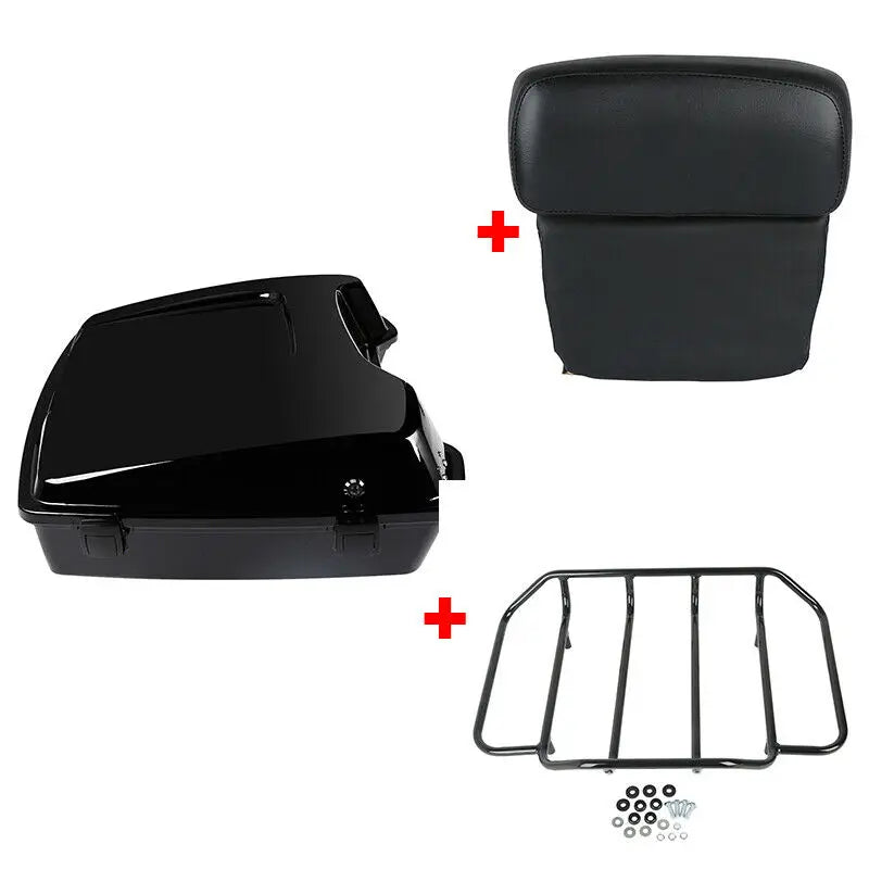 Motorcycle 5.5" Razor Trunk +Top Rack & Backrest For Harley Touring  Road King Street Electra Glide 1997-2013 2012