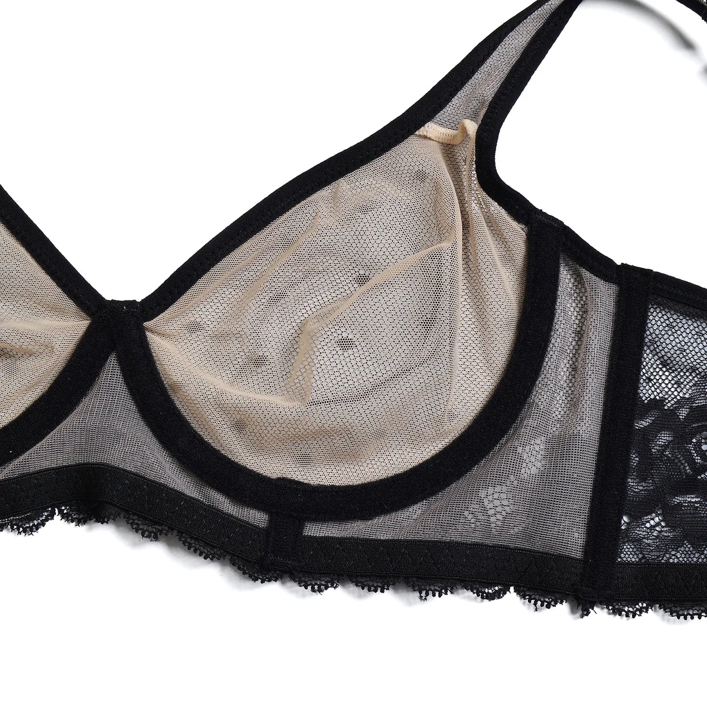 YBCG New Ultra Thin Women Bra Sexy See Through Lace Bras Mesh Perspective Wire Transparent A B C D DD E DDD F 70 75 80 85 90 95