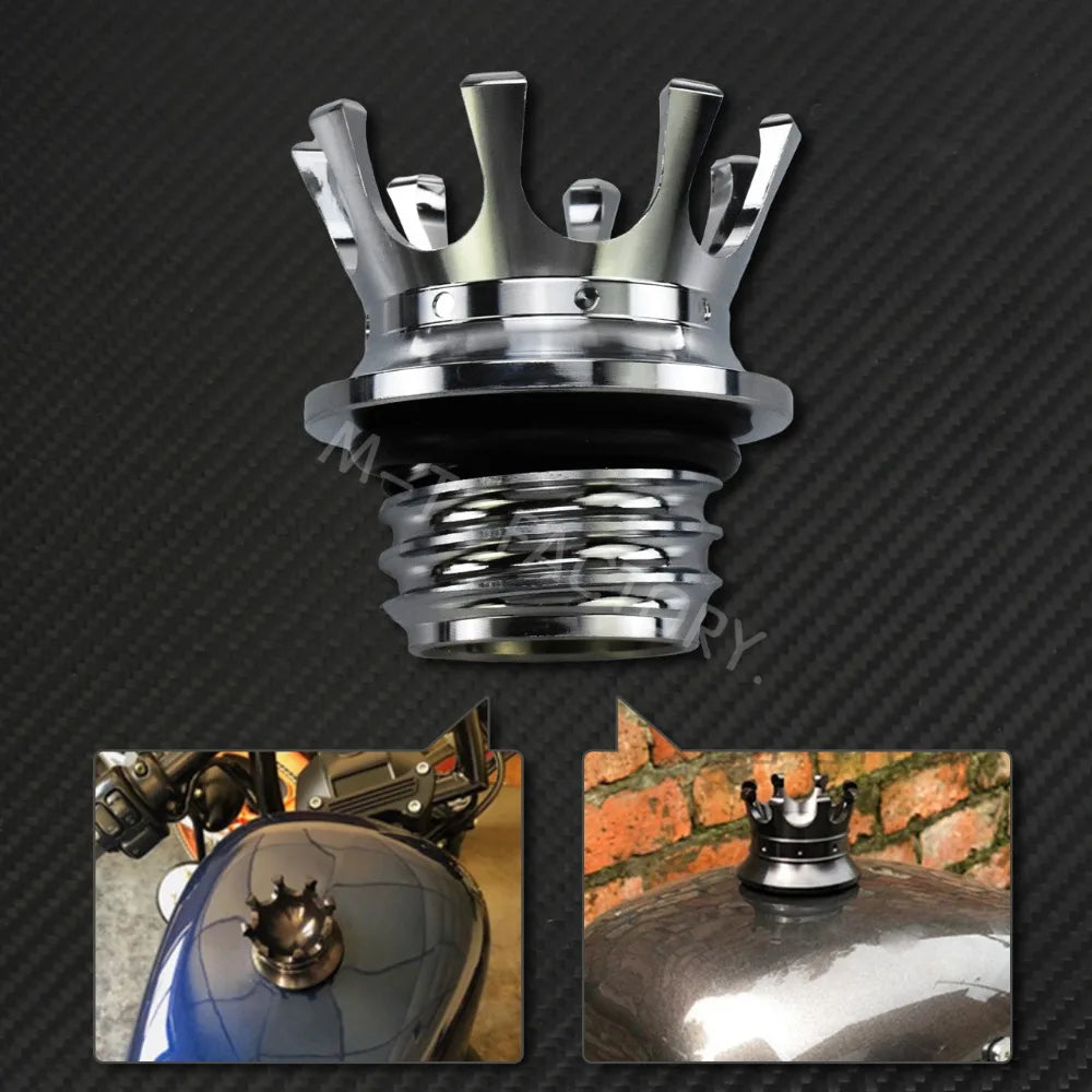 Motorcycle Gas Fuel Tank Cap Crown Style Tank Oil Cover For Harley Touring  Road King FLHR Sportster XL883 Softail Fat Boy Dyna