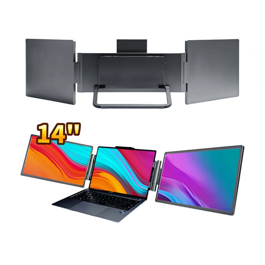 Black Pastic 14-Inch Laptop Screen Extender FHD Portable LCD Monitor for Laptops Triple Monitor Setup