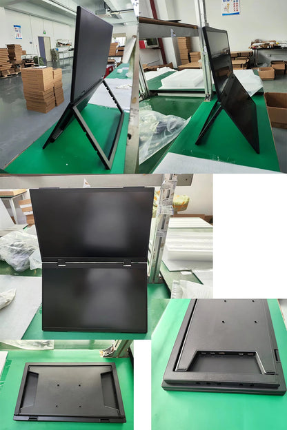 Folding Dual Monitor 18.5 15.6 Inch IPS FHD Laptop Screen Extender 360 Degree Foldable Type-C Ports IPS Full View Screen